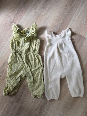 GAP Bundle - Cream Knit Baby Romper & Green Romper